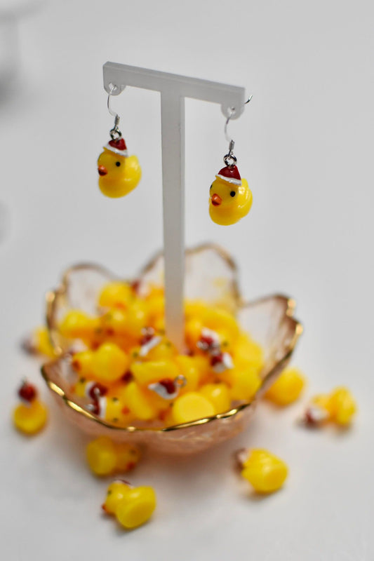 Sterling Silver Christmas Ducky Earrings