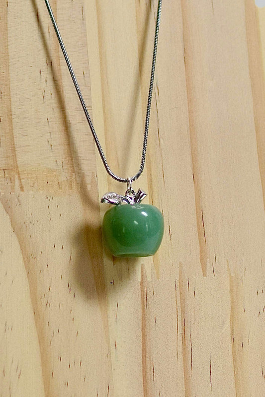 Stainless Steel Aventurine Apple Necklace