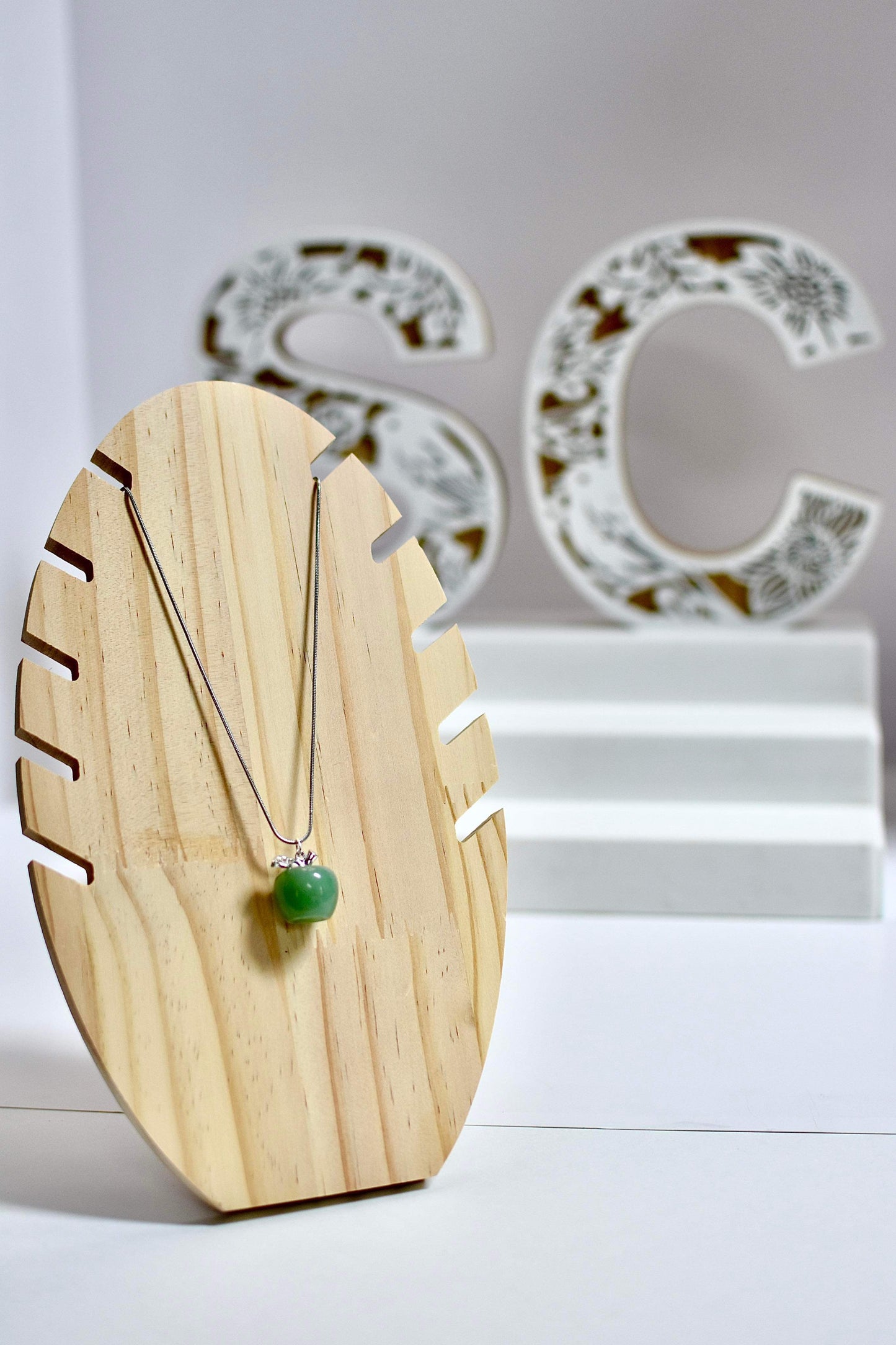 Stainless Steel Aventurine Apple Necklace