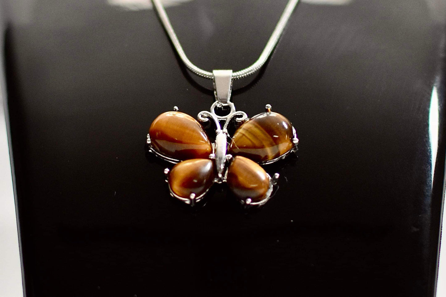 Stainless Steel Tigers Eye Necklace